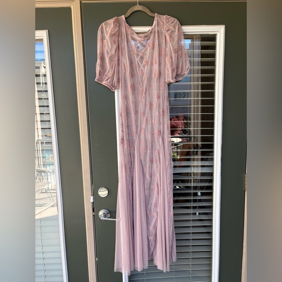 Free people viola sheet floral velvet burnout beaded maxi dress small - Picture 4 of 16